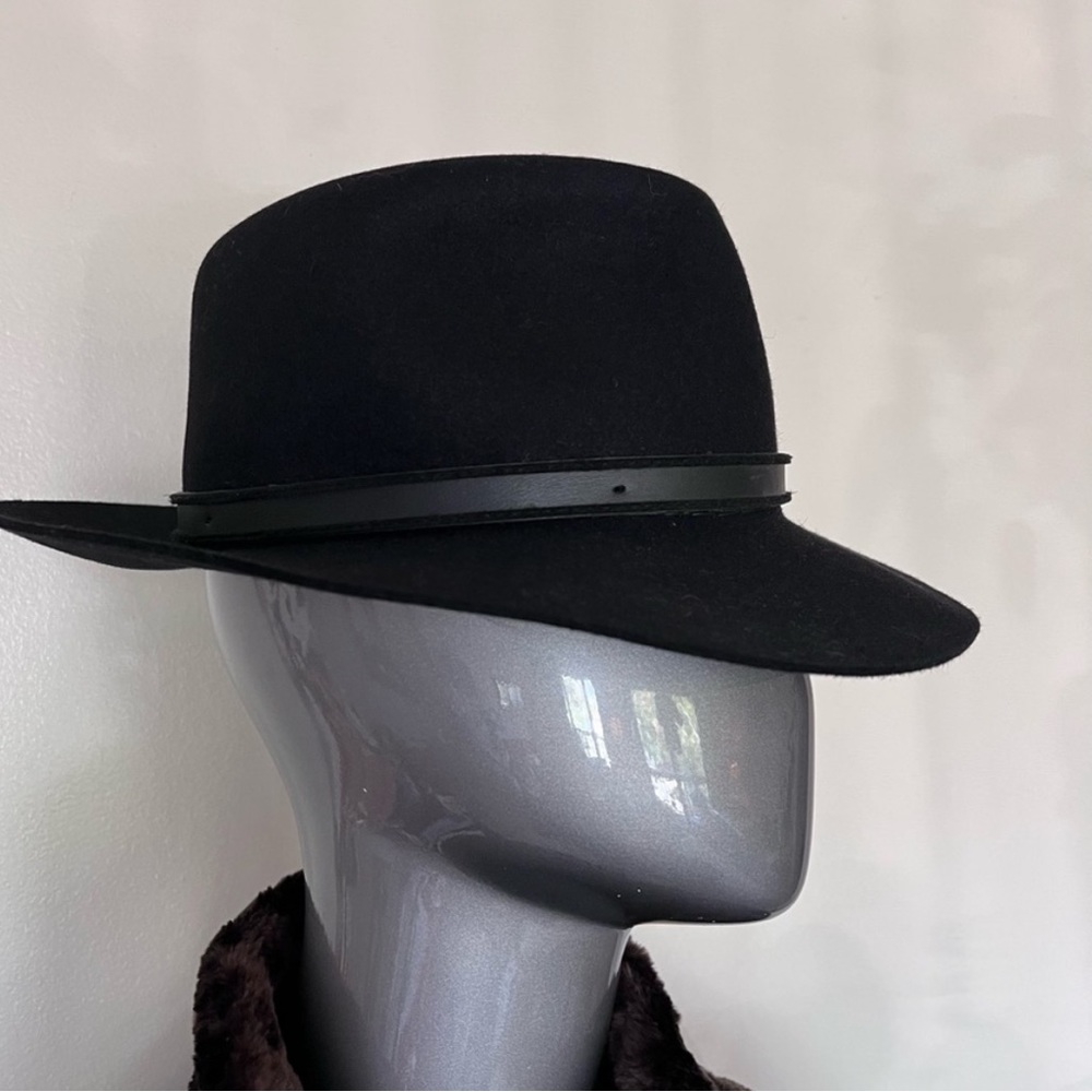 BRIMZ | Black wool, leather, and satin quality designer fedora style winter hat